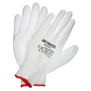 Light Duty Polyurethane-Coated Work Gloves White Large (Size 9)