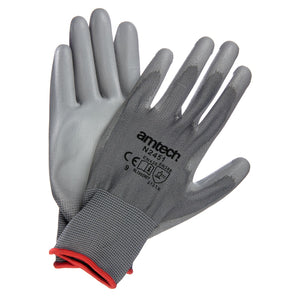 Light Duty Polyurethane-Coated Work Gloves Grey Large (Size 9)